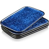 vancasso Stern Serving Platters Set of 4, 11 Inches Rectangular Ceramic Serving Plates, Blue Serving Trays for Entertaining