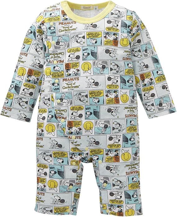 Amazon Co Jp 西松屋 スヌーピー総柄長袖カバーオール 70cm 80cm 80 イエロー 服 ファッション小物
