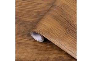 practicalWs Brown Wood Grain Contact Paper Peel and Stick, Vintage Rustic Wood Textured Wallpaper, Self Adhesive Removable Faux Wooden Wall Paper for Countertop Drawer and Cabinets 17.7in x 118.1in