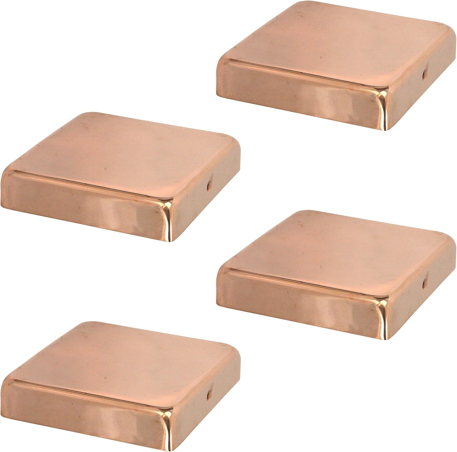 4x4 Copper Flat Top Post Caps (4Pack) Extended Lip Solid Copper