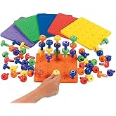 Fun Express Stack It High! Pegs and Foam Peg Board - 186 Pieces | Educational And Learning Activities For Kids