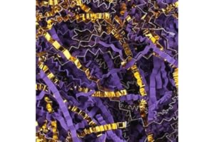 LDKGHE 4 oz Crinkle Cut Paper Shred Filler for Gift Wrapping Baskets Filling Box Birthdays Christmas Thanksgiving Easter Weddings Valentines Mother's Day Anniversaries (Purple and Gold)