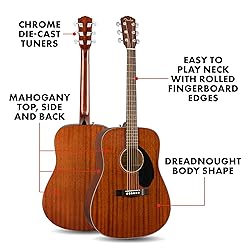 Fender Acoustic Guitar, CD-60S, with 2-Year