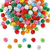 200 Pcs Mini Pom Poms Pompoms for Crafts Sparkle Balls Fluffy Craft Pom Poms Multicolor Soft Pompoms for DIY Decoration(1cm/0.4inch)