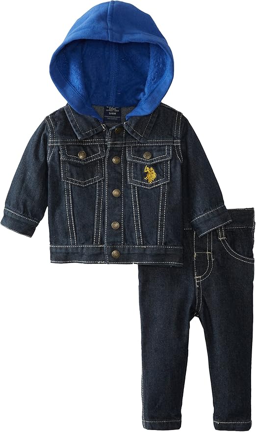 U.S. Polo Assn. BabyBoys Newborn Denim Fleece Hoodie