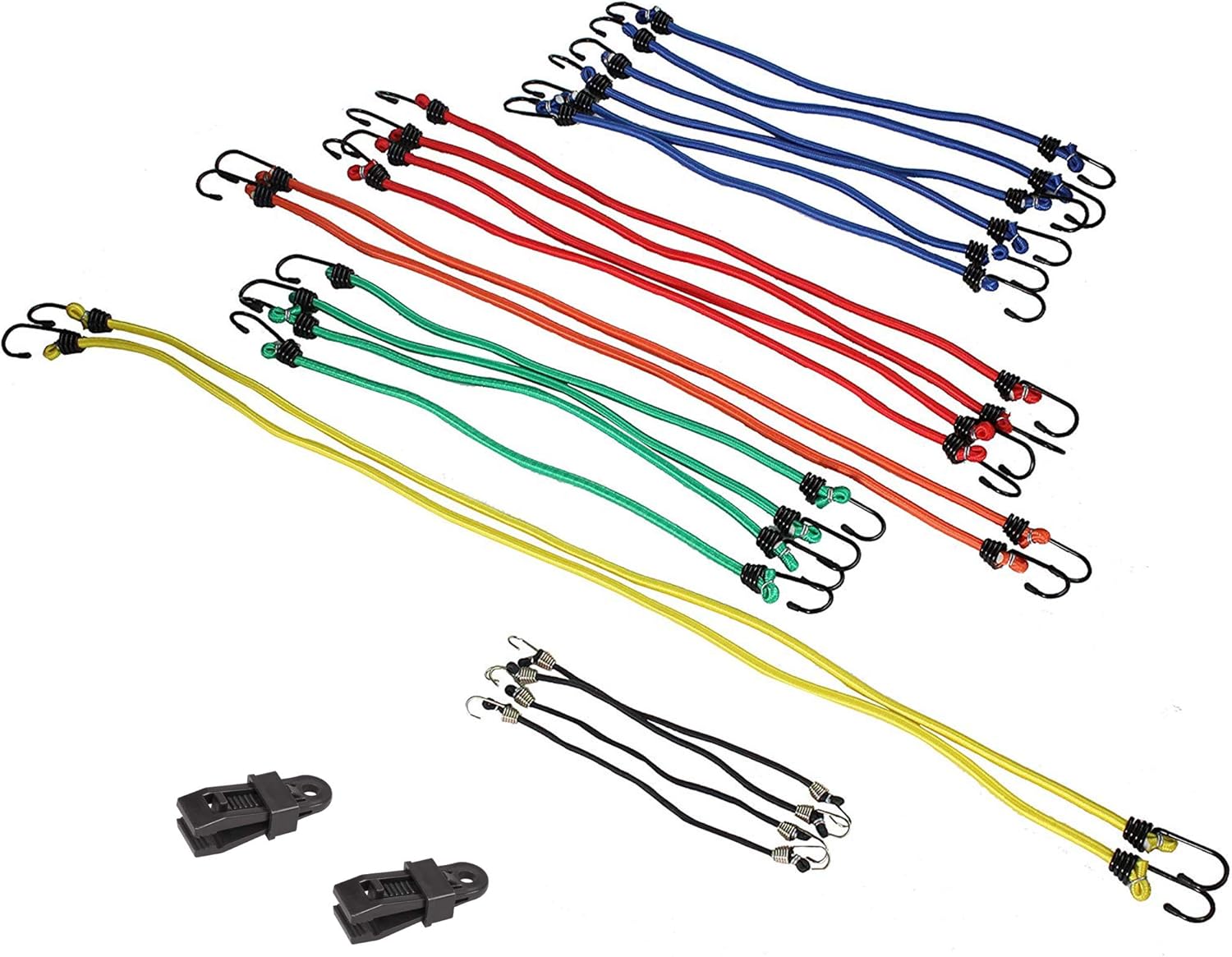 CARTMAN Bungee Cord 22pcs & Clamp 2pcs in Jar: Home Improvement