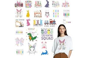 Kaudzut Easter Iron on Transfers 20/25/30pcs Easter Eggs Bunny Cross Design Heat Transfer Stickers for T-Shirts Clothes DIY C
