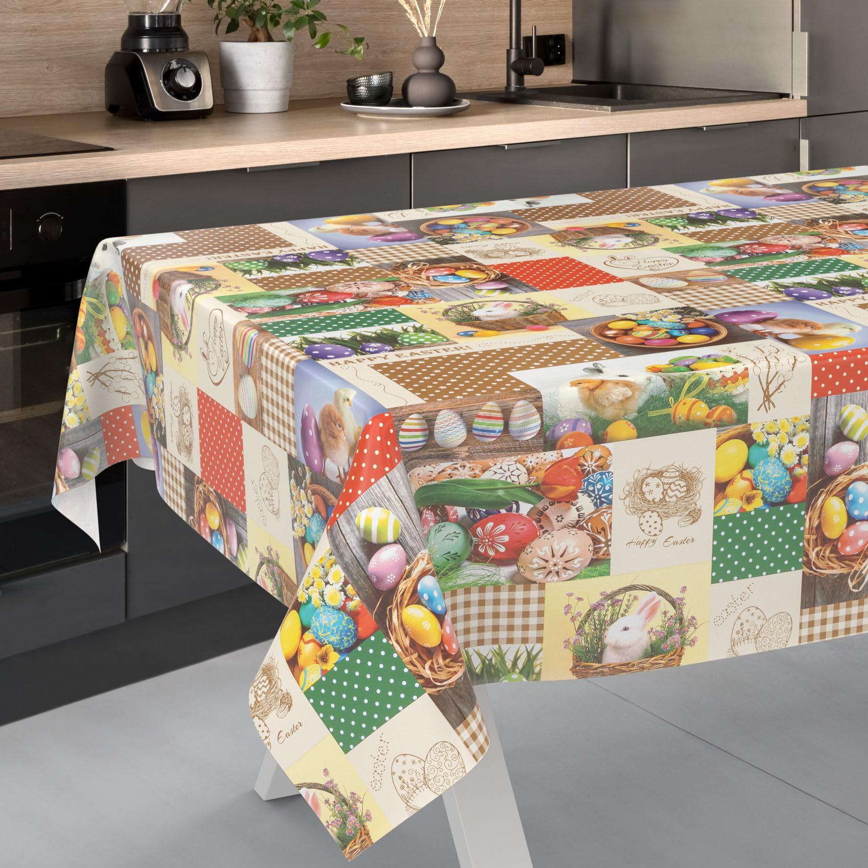 ANRO Ostara Oilcloth Tablecloth, Washable, Oilcloth, Garden Tablecloth, Outdoor, Indoor, 100 x 140 cm, Cut Edge