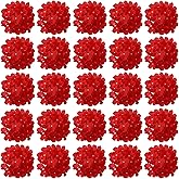 FagusHome 30 Pcs Silk Hydrangea Heads Artificial Flowers Heads and Stems Fake Hydrangea Flowers for Home Wedding Decor (Red)