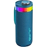 JLab Go Party Portable Bluetooth Speaker, Navy, 10 Watts of Power, 16+ Hours of Playtime, IP56 Waterproofing, Customizable RGB LED Lighting, Lab Sync Up to 100 Speakers, Custom Sound in-App