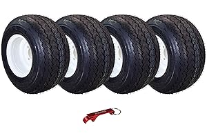 Kenda Hole-N-1 K389 18x8.5-8 Golf Cart Tire with 4-Ply Rating & Pre-Assembled White Wheel with Keychain Hole in one 18/8.5/8-4-Pack