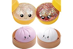 2026 Upgrade Glitter Dumpling - Dumpling Squishy Glitter, Dumplings Stress Ball for Playing, Party, Alone (White+White-B+Purp