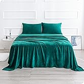 Micro Fleece Sheets Set Queen Size – No Pilling and Extra Soft Bed Sheets Set – Velvet Plush and Cozy Warmth Sheets with Deep Pocket for All Season & Chritmas (Queen, Green Color,4 Piece)