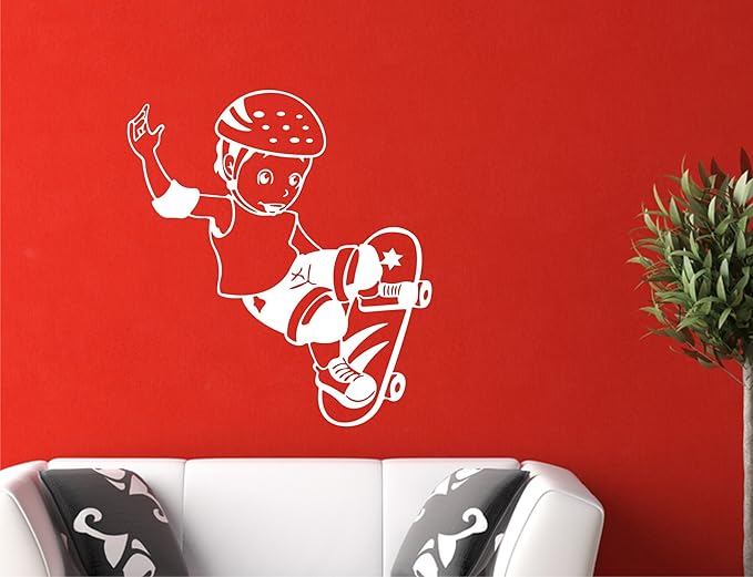 Buy Skater Boy White Wall Sticker Size (59 X 65) cm Online at Low