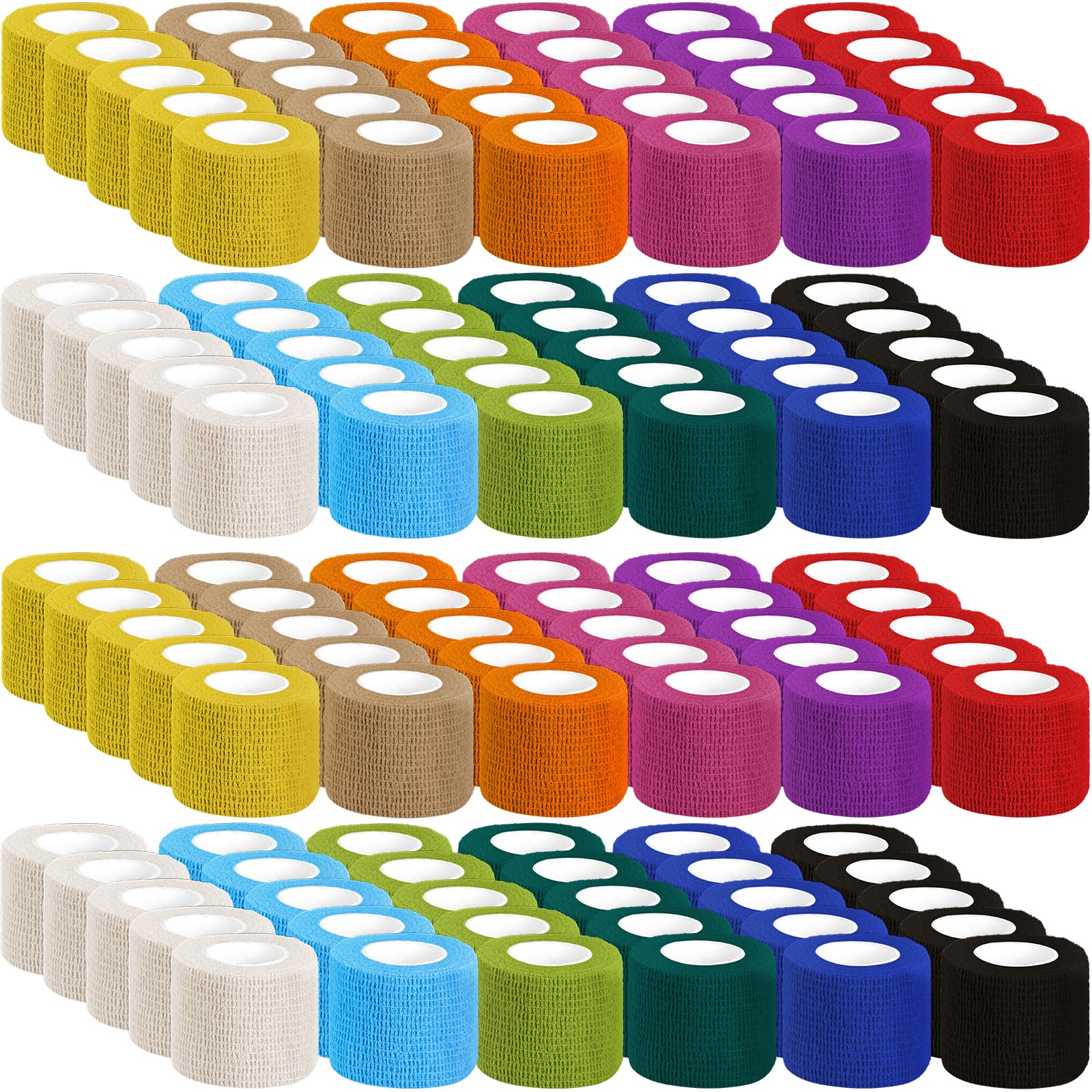 Photo 1 of 120 Pack Colorful Self Adhesive Bandage Wrap Bulk 2 Inch x 5 Yards Cohesive Bandage,Vet Wrap Breathable Elastic Self-Adherent Tape for Stretch Athletic Sports Wrist Ankle Dogs Pet Vet Wrap 12 Colors