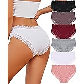 Knowyou Cotton Underwear for Women Cheeky Bikini Womens Underwear Pack Sexy Lace Wasit Hipster Brief Panties for Ladies