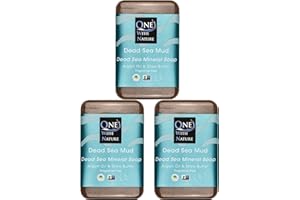 One With Nature Dead Sea Mineral Mud Soap Bar, 7 oz, Fragrance Free, Shea Butter, Argan Oil, Magnesium, Sulfur, 21 Minerals, Soothes Skin, Exfoliates