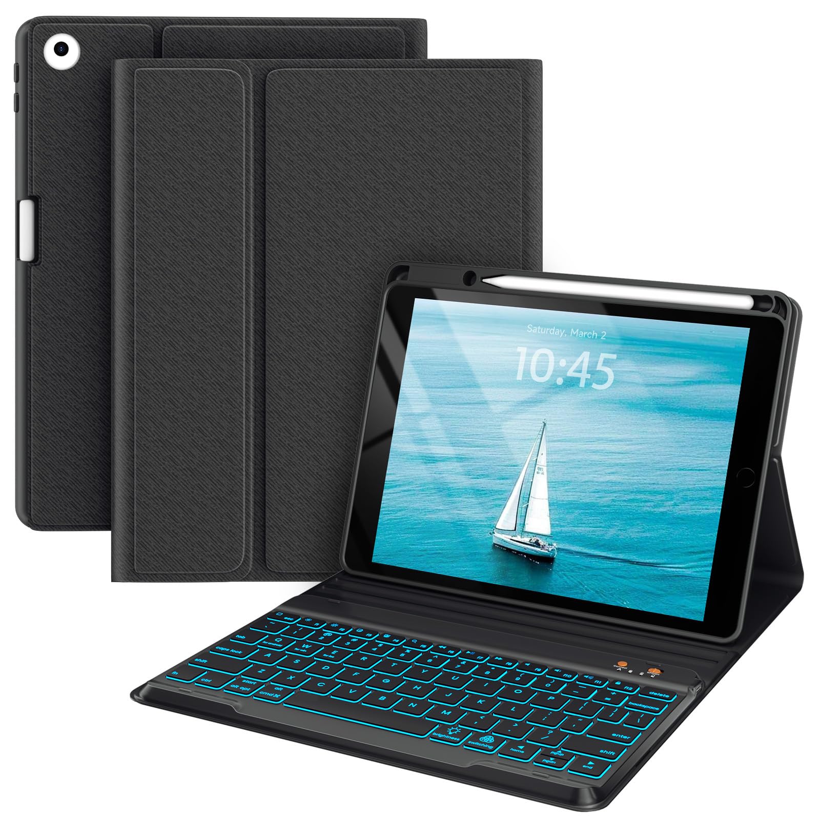 Photo 1 of BLUTLOTUS Keyboard case for iPad 5th/6th Generation 2017/2018, 9.7 Inch iPad Air 2 Case, Removable Wireless Backlit Detachable Keyboard, Folio Smart Cover(Black)