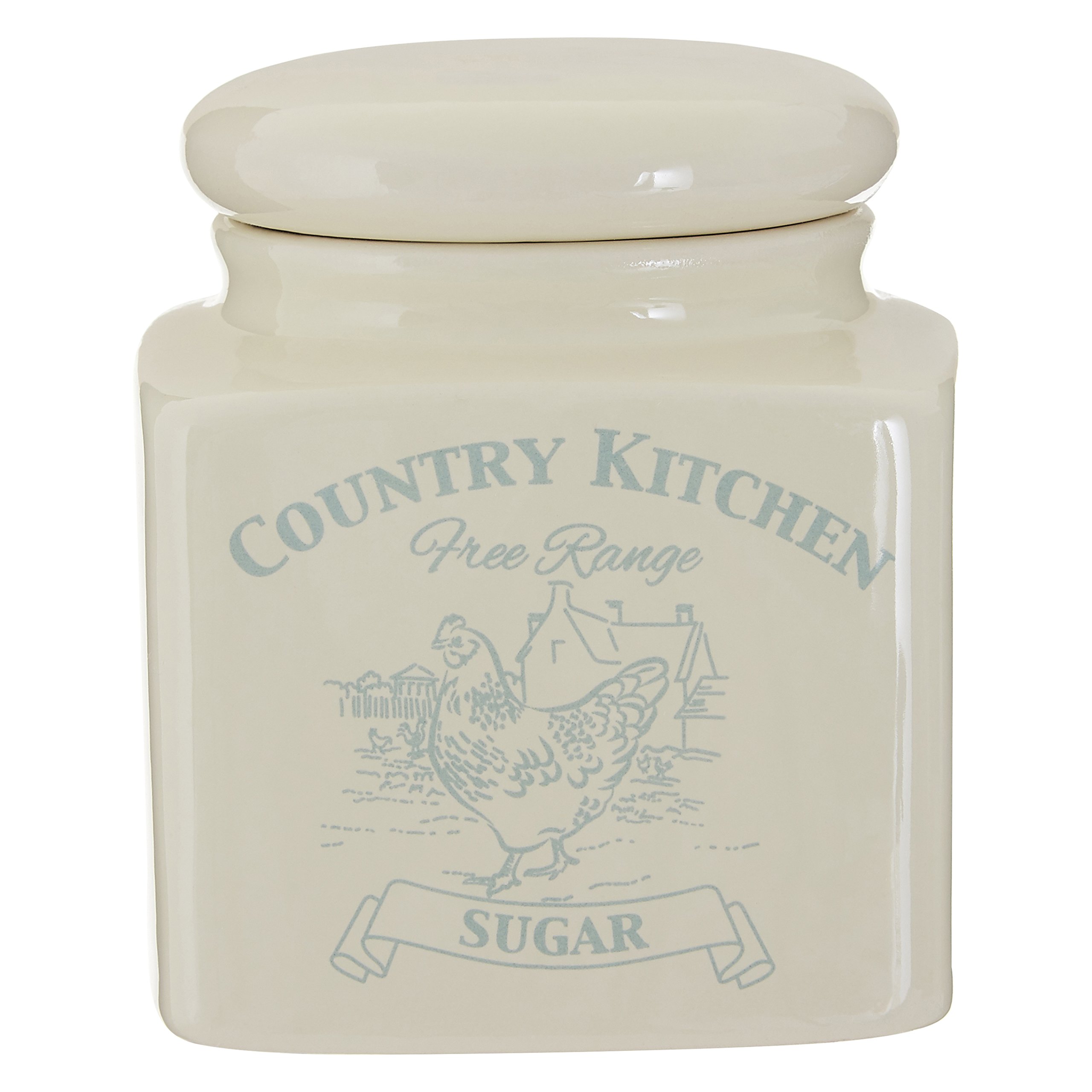 Premier Housewares 722772 Country Kitchen Sugar Canister - Cream, Beige, H12 x W11 x D11cm
