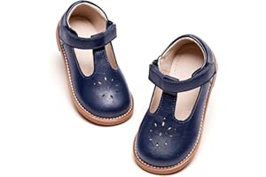 GINFIVE Toddler Girls Dress Shoes Little Kids Flats School Mary Janes Shoes