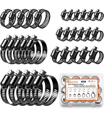 Koehler Enterprises KE20BX 10-Piece Hose Clamp Box – SAE Size 20, 300 Series Stainless Steel Band, Clamping 3/4" To 1-3/4"
