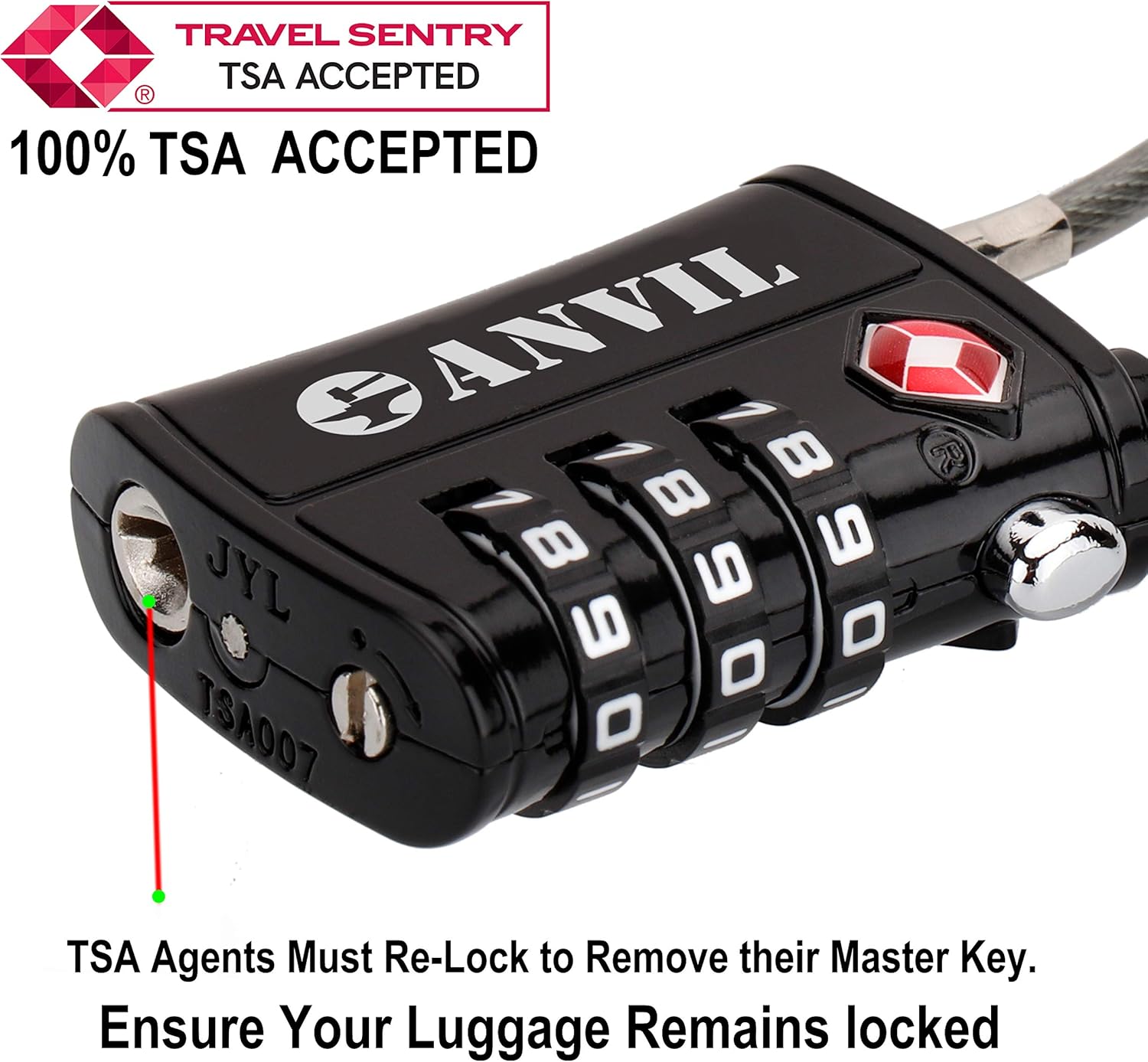 TSA Approved 3 Digit Luggage Cable Locks, Small Combination Padlock Ideal for Travel – Added Security for Suitcases and Backpacks - 4 Pack (ALL COLOUR) …: Clothing