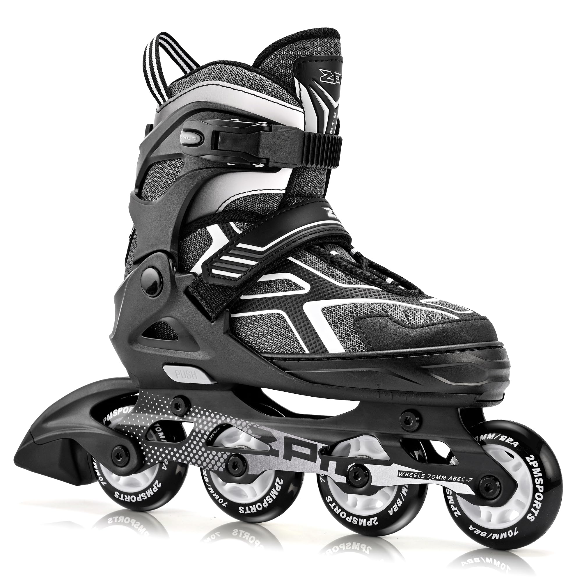 2PM SPORTS Torinx Green Boys Adjustable Inline Skates, Fun Beginner Roller Skates for Kids, Youth, Girls, Men and Women (Black, Small - Little Kid (10.5C-13C US)) Image