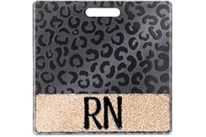 SEEVOR Black Leopard RN Badge Buddy Horizontal Nurse Name Badge Identification Tags (1 Count, 3.3x3.2 inches, 1 Piece)