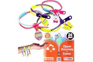 UpBrands 24 Easter Egg Fillers Zipper Bracelets - Party Favors for Kids Bulk Set, Kit for Birthday, Goodie Bags & Pinata Filler, Easter Basket Stuffers, Fidget Toys, Sensory Friendship Jewelry