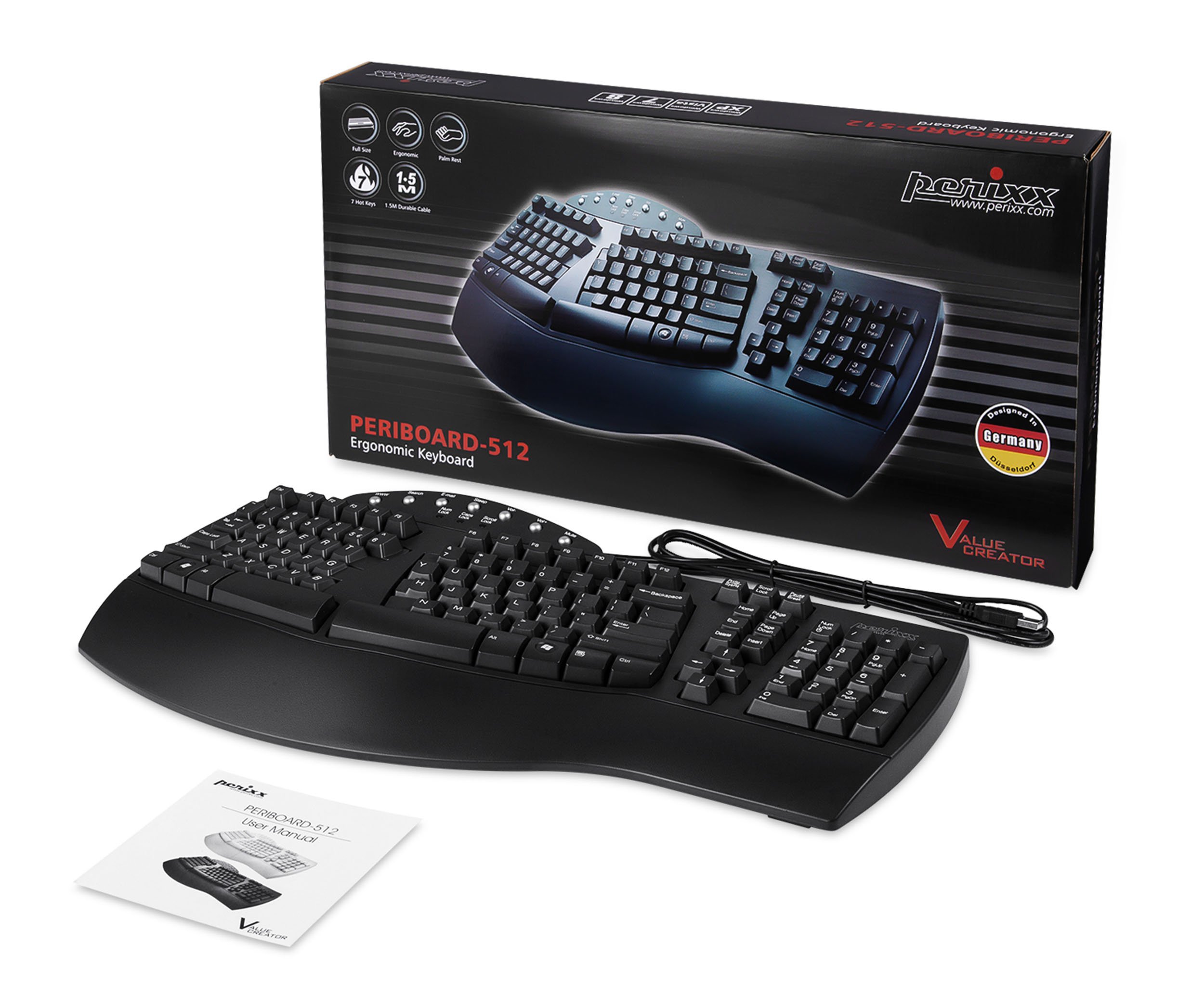 Perixx PERIDUO-707B PLUS DE, Funk Mini Tastatur und Maus Set