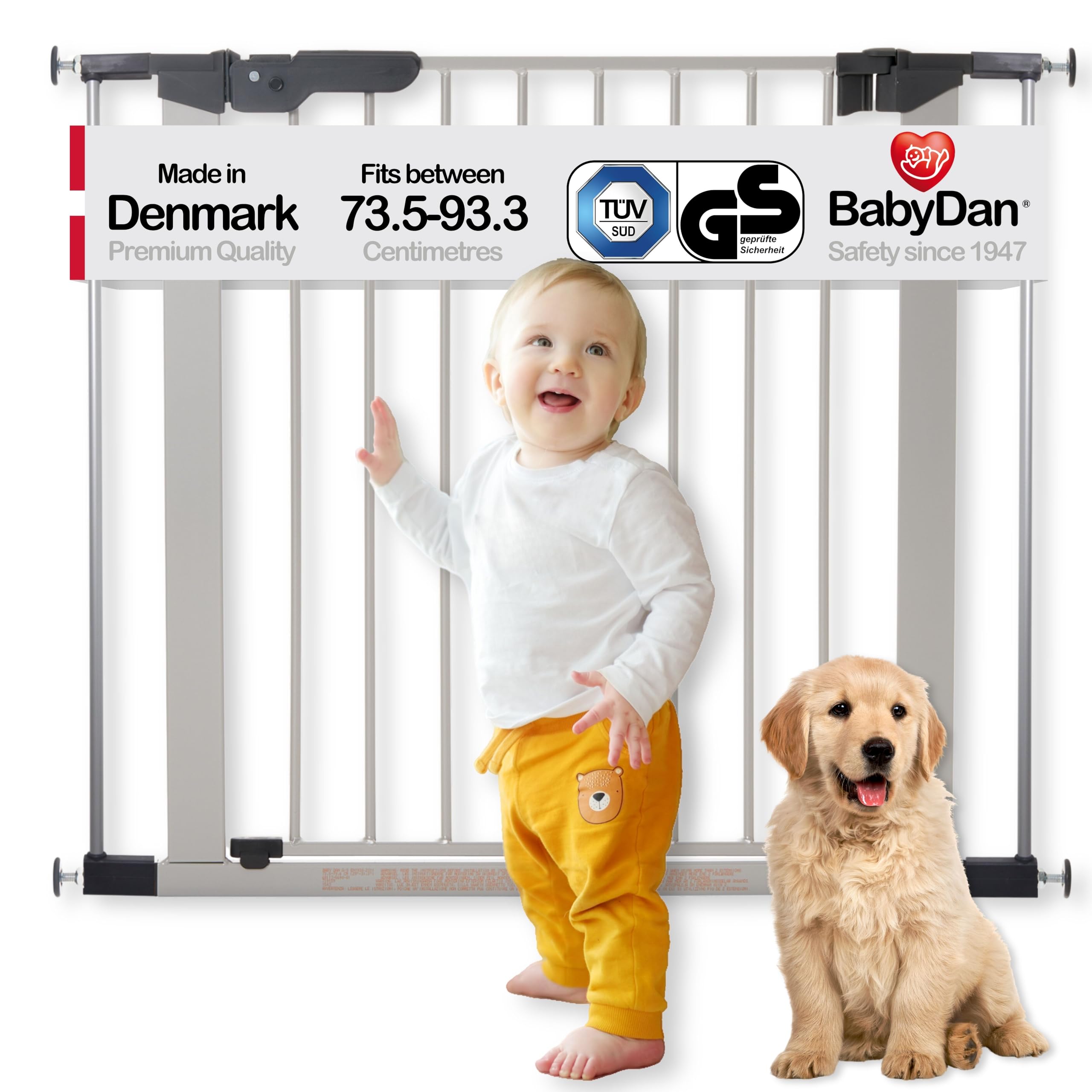 BabyDan Premier True pressure fit gate with indicator- Silver — image 1