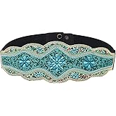 idealway Bohemian Belts for Women Wide Stretch Elastic Waist Belt Body Chain Handmade Beaded Flower Adjustable Belt