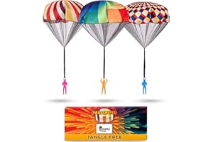 NUTTY TOYS Parachute Toys for Kids - Tangle Free Outdoor Flying Parachute Men, Top Indoor & Outside, 3 4 5 6 7 8 9 10 11 12 Year Old, Best Christmas Stocking Stuffers Idea 2025 Unique Boy & Girl Gifts