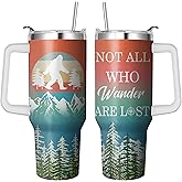 40 Oz Bigfoot Tumbler with Handle and Straw, Double Wall Stainless Steel Bigfoot Cup, Bigfoots Coffee Mug Keeps Drinks Cold & Hot Gifts for Women Men Friends for Birthday, Chrismas, Thanksgiving
