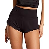 SOULVOR Women's Natrelax Pajamas Shorts Modal Ribbed Foldover Sleep Cheeky Ruched Cute Mini Cozy Lounge Sleepwear Bottom