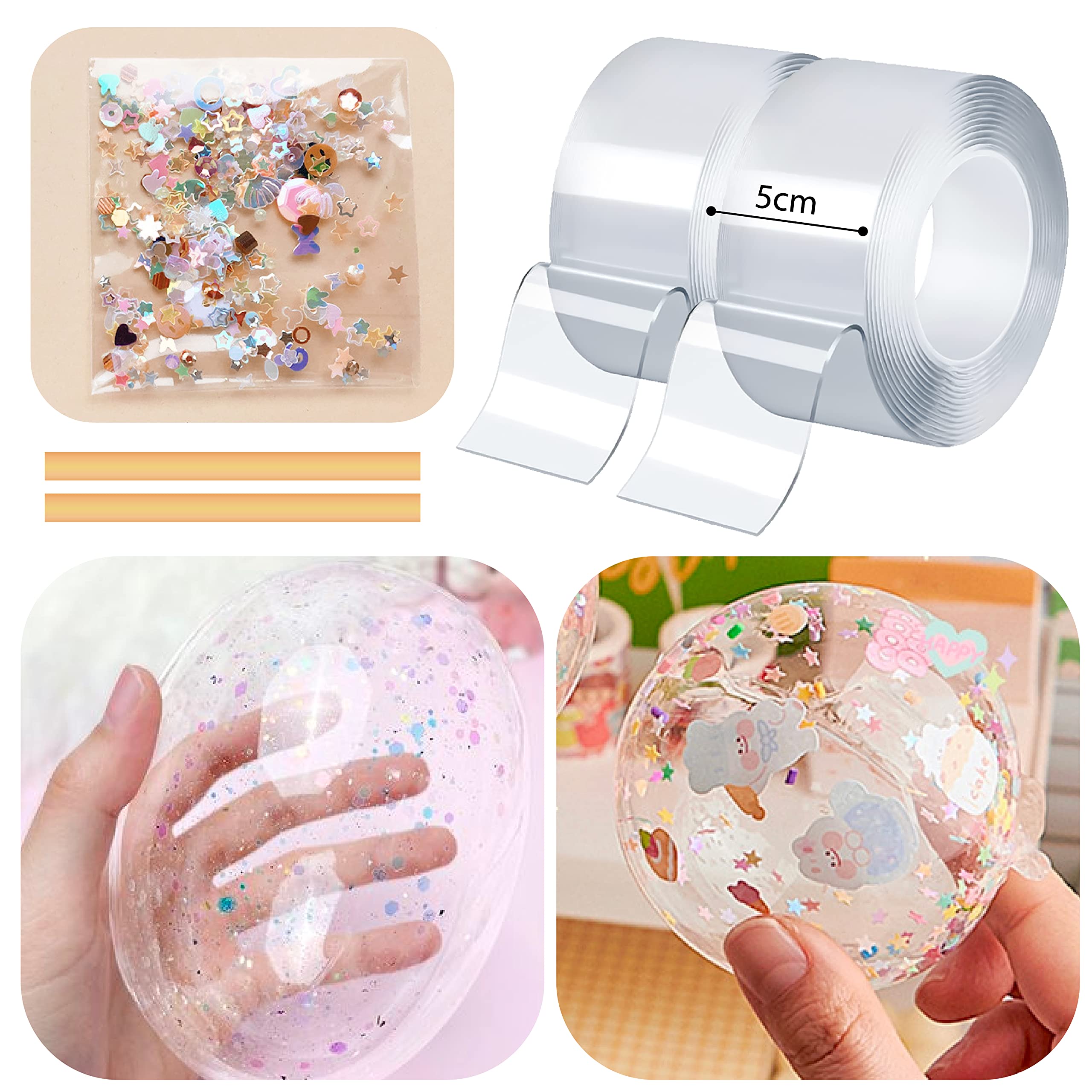 Kit Nanotape à Bulles Pour Enfants - 6 Rouleaux, Paillettes, Autocollants - DIY Gonflable, Activité Créative