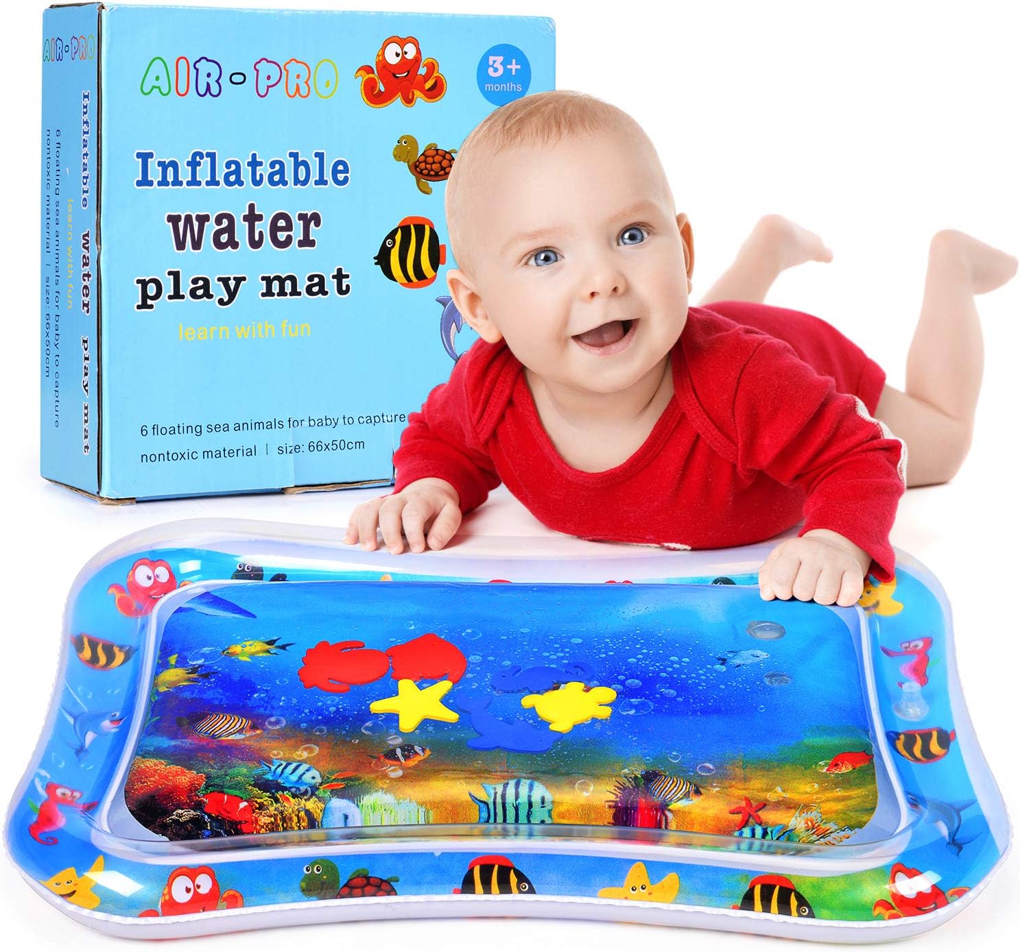 Wesimplelife Inflatable Tummy Time Premium Water mat for Infants & Toddlers Perfect Fun time Play Activity Center Leakproof BPA Free Water Mat Toy for Baby (Blue)