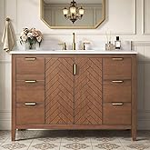 DELUXE LIVING 48 Inch Bathroom Vanity with Sink, No Assembly Required Single Sink Bathroom Vanity with Soft Close Doors & Dov