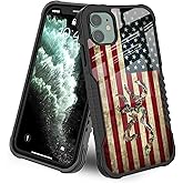 LANJINDENG Compatible with iPhone 11 Case [Shockproof Bumper] [Anti-Scratch] [Anti-Slip] Heavy Duty Protection Cover for Men Boys - Cool Camo Deer American Flag Camouflage