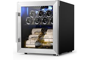 Yeego 17 Inch Compressor Wine Cooler Refrigerator, 12 Bottle Wine Fridge with 38-65°F Digital Temperature Control Mini Fridge Glass Door for Home, Office, Bar, Drink Fridge