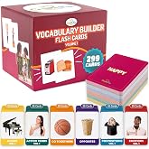 CreateFun 299 Vocabulary Builder Flash Cards Speech Therapy, Autism, ESL | Real Photo Cards Learning Materials, Homeschool, Kids, 6 Sets - Emotions, Nouns, Verbs, Go Together Opposites, Prepositions