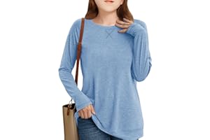 CHARMWM Girls Long Sleeve Shirts Cute Crew Neck Tshirts Kids Fall Back to School Tops Soft Clothes Size 10-12