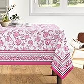 Arquiel Rustic Pink Floral Tablecloth Waterproof, Classic French Country Table Cloth Rectangle Stain Resistant, Washable Table Cover for Home Kitchen Dining Party Decoration (60×84 Inch)