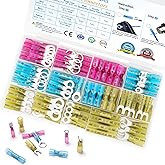 TICONN 120 Pcs Heat Shrink Wire Connectors, Marine Crimp Ring Terminal Kit | Waterproof Seal, Corrosion Resistant Thick Tinned Copper, 3:1 Heat Shrink, Color-Coded Identification, Auto &amp; Marine Use