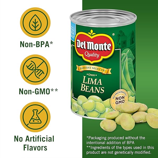 DEL MONTE HARVEST SELECTS FRESH CUT GREEN LIMA BEANS, CANNED VEGETABLES, 12 PACK, 15.25 OZ CAN