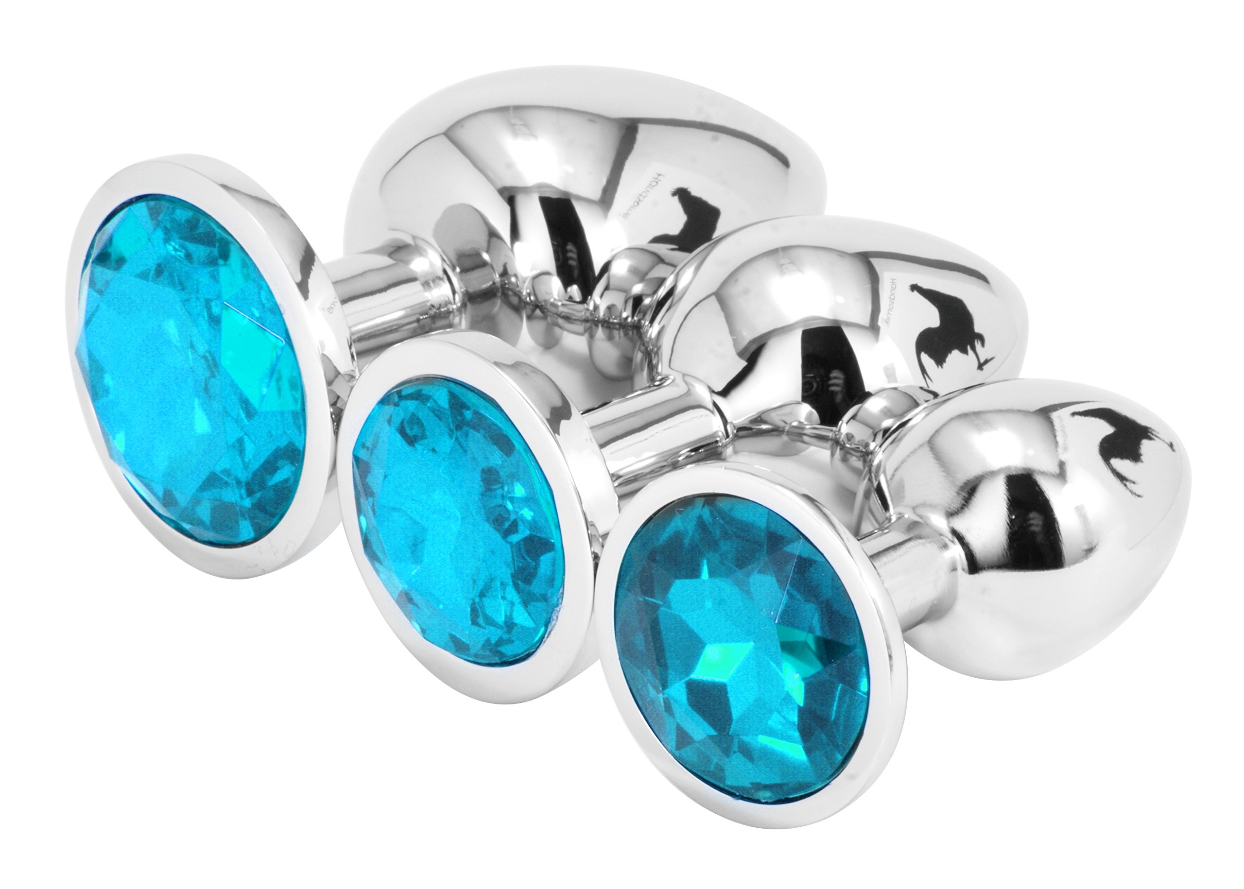 Handsome Cock Jewelled Butt Plug Set, Turquoise