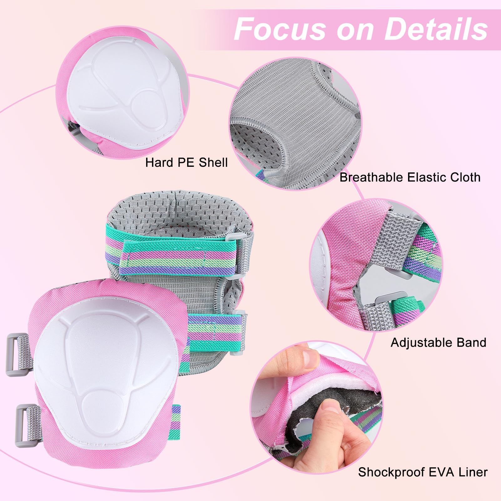 Kids Bike Helmet, Kids Helmets Ages 5-8 with DIY Stickers Kids Knee Pads and Elbow Pads Set Unicorn Toddler Helmets Adjustable Girls Helmet for Age 3-5-8 fit Skateboarding, Roller Skates, Scooter