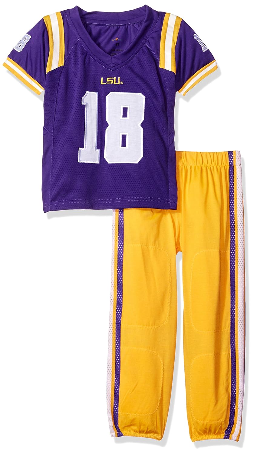 NCAA LSU Tigers Boys Infant Football Uniform Pajamas, 5T, Purple/Gold