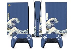 TANOKAY PS5 Console Skin and Controller Skin Set | Painting The Great Wave of Kanagawa | Matte Finish Vinyl Wrap Sticker Full Decal Skins | Compatible with Sony Playstation 5 Digital Edition