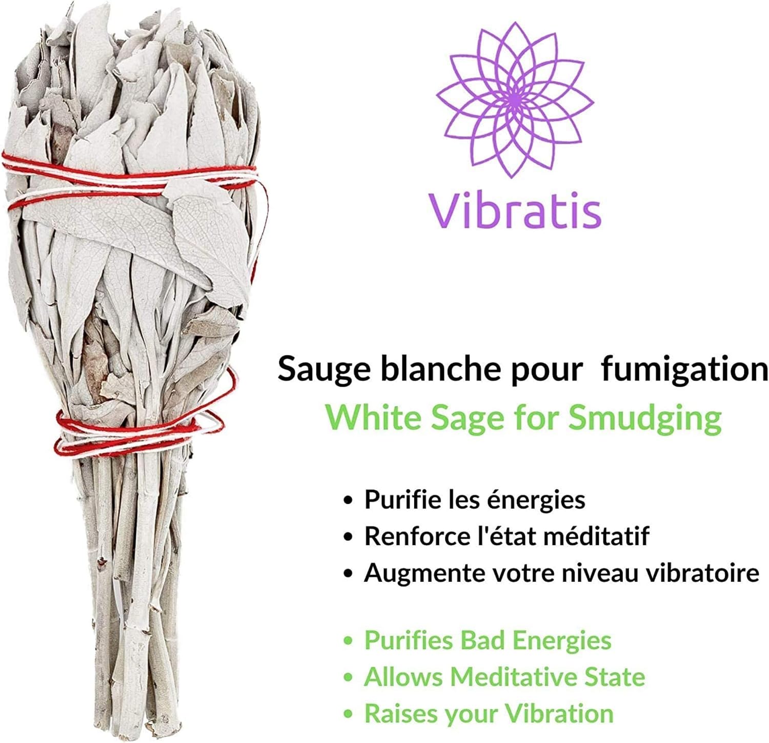 Vibratis – 5 x White Sage Burning Purification Incense Sticks – Pack of 5 - Image 4